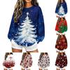 Women's Christmas Printed Neck Sweatshirt Casual Long Sleeve Pullover