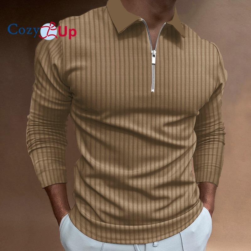 Cozy Up Herren-Poloshirts aus Strick, leicht, langärmelig, Pullover, Golfshirts