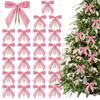 24PCS with Cable Tie Red Velvet Christmas Bows Small Garland Ornament Christmas Tree Bows  Door