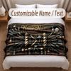 Barber Salon Theme Soft Blanket Personalized Custom Name Text Print Warm Blanket Home Sofa Bedroom Decor