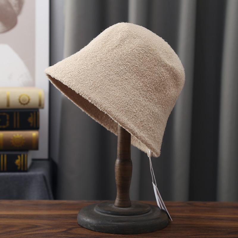 

Small face foldable wool fisherman s hat children autumn and winter solid color short brim bucket hat fashion basin hat Adult (56-58cm) верблюд