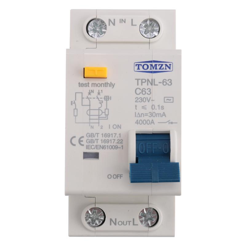 AEE2-TOMZN TPNL DPNL 230V 1P+N Residual Current Circuit Breaker With Over And Short Current Protection RCBO MCB, TPNL