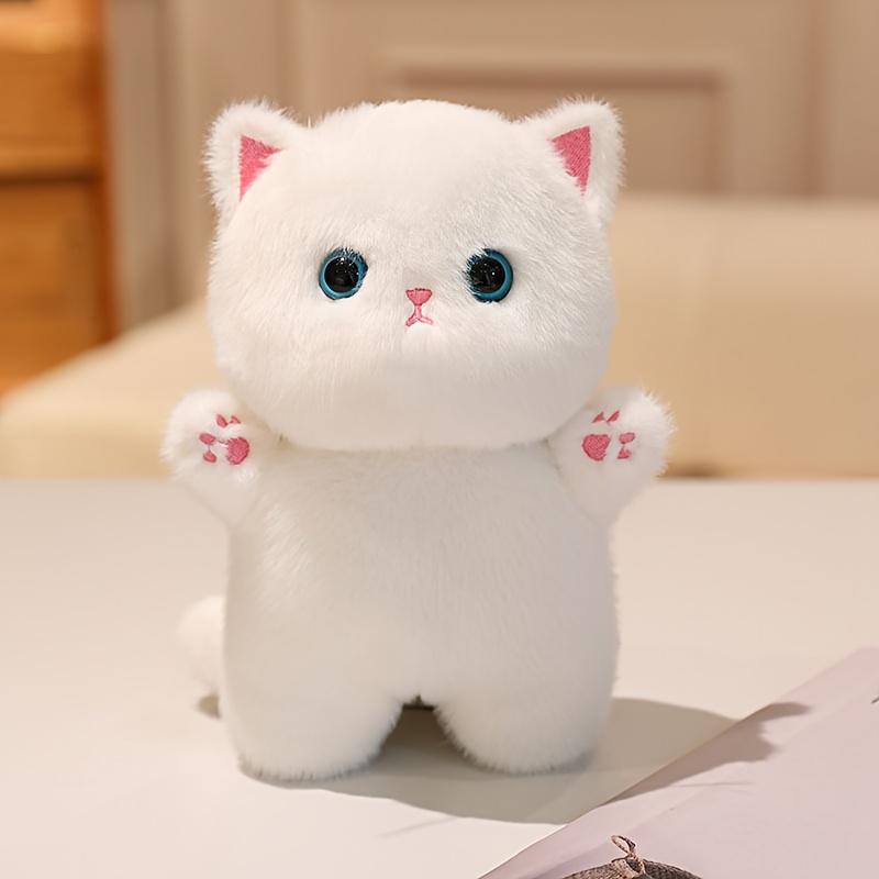 

Мягкие плюшевые кошки - Милый котенок сиамского типа с выразительными глазами, пушистыми ушками - Бежевый/Серый/Белый/Черный цвета - Безопасная плюшевая игрушка для детей, белый