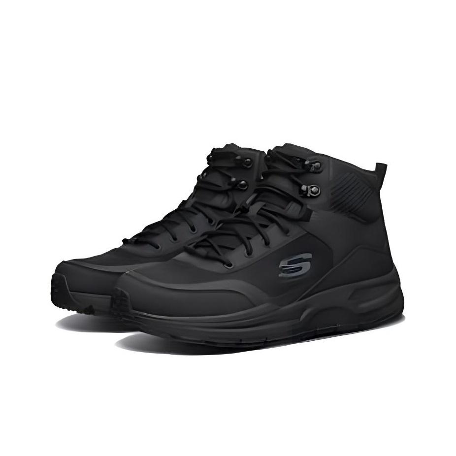 Skechers Sport Men Black High Top Casual Shoes Fabric Leather Stylish Comfort 51705C-BBK
