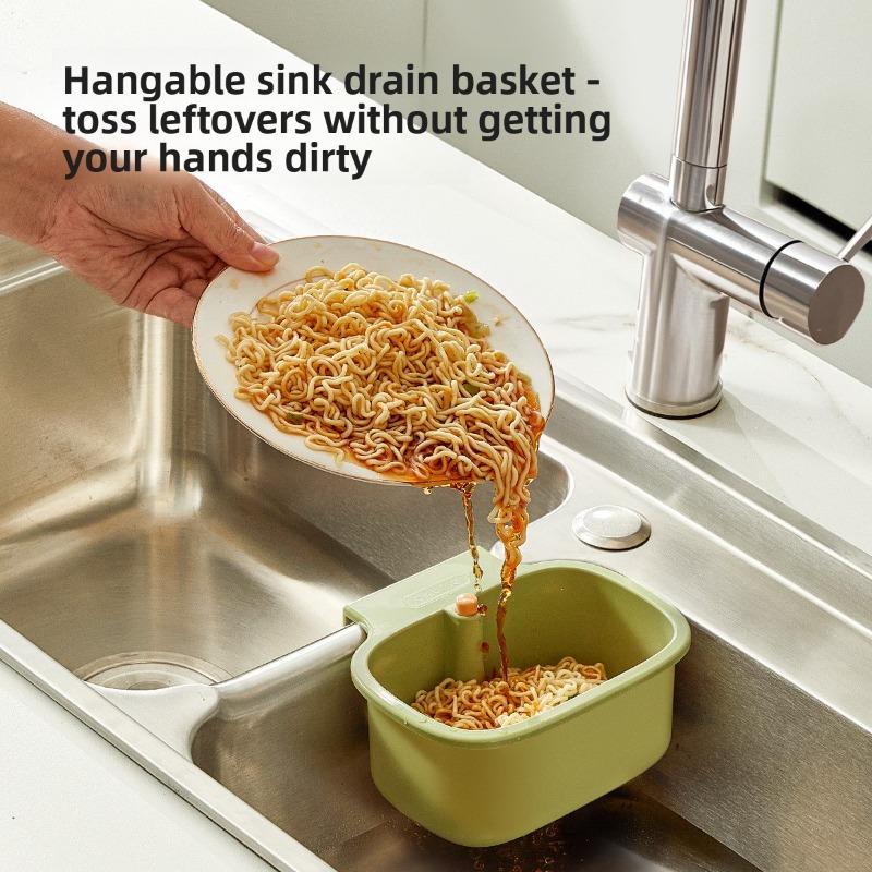Wall-mounted Sink Draining Basket, Press-type Multi-functional Wall-mounted Food Residue Cleaning and Filtering Basket