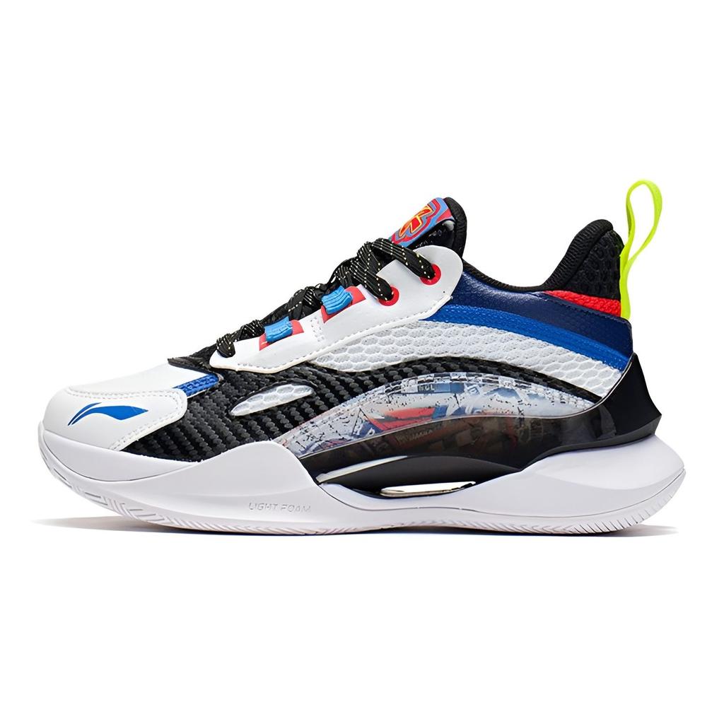 Li Ning Youth Team 2.5 Comfortable Mesh Non-Slip Shock Absorbing Mid-Top Basketball Shoes Kids basketball shoes White Black YKBS050-1