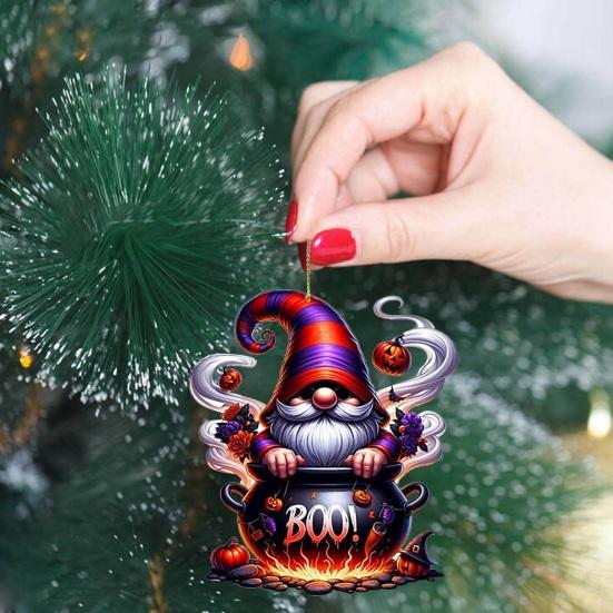 2025 Halloween Wichtel Adventskalender 2D Acryl Hängeornamente Set 24 Tage Countdown-Kalender für Feiertags-Heimdekoration