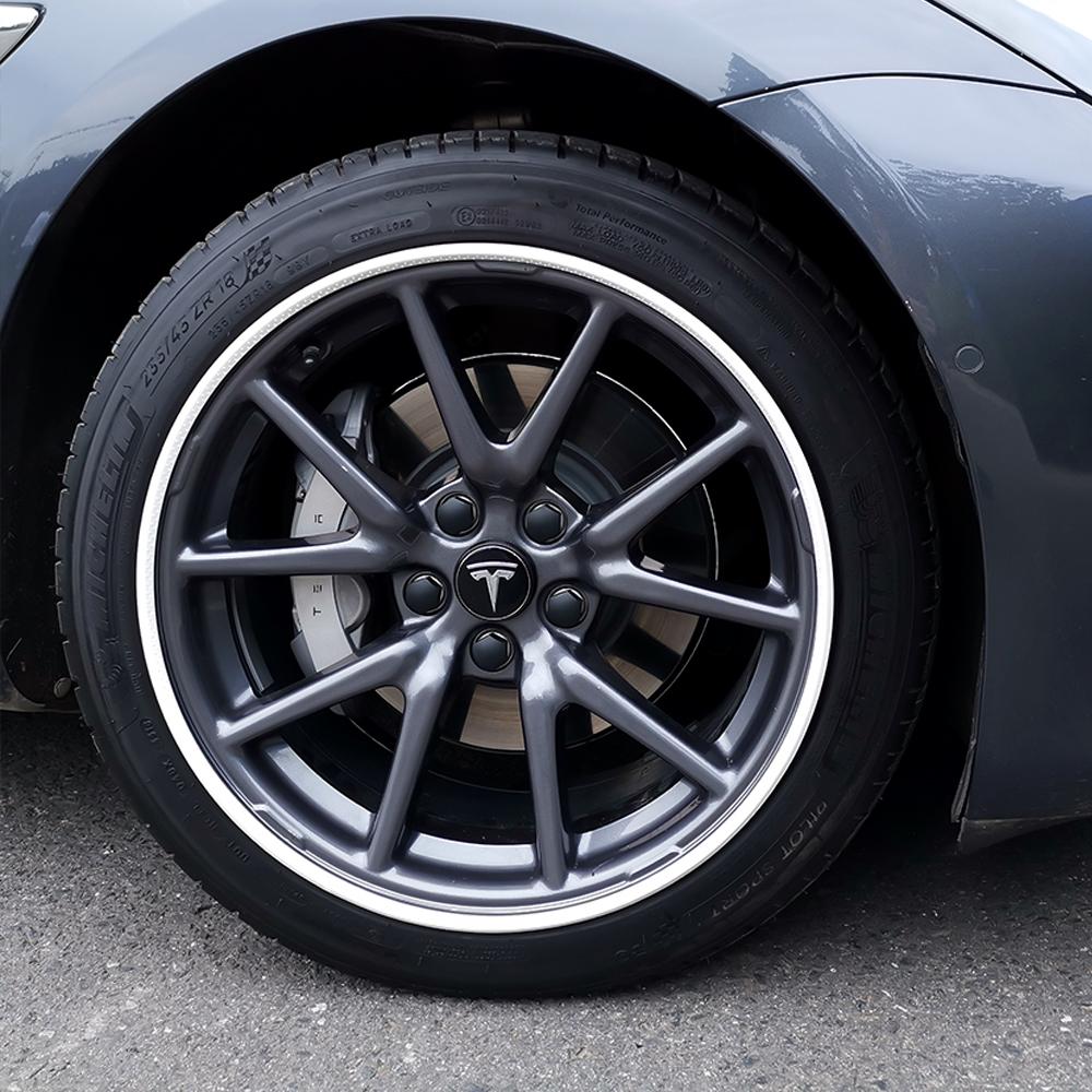 4PCS 21inch Car Wheel Rims Protector Decoration Strip Tire Guard Line Rubber Trim For Tesla AUDI BMW Ford Toyota Seat Volkswagen