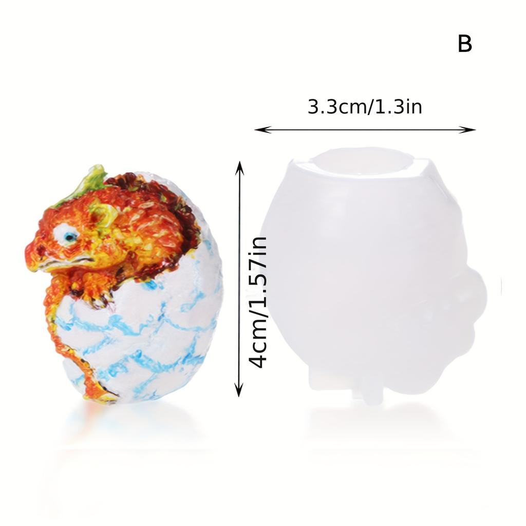 3D Dragon Egg Resin Mold Silicone Fondant Mould for DIY Crafts Cute Keychain Ornaments Animal Casting Mould Epoxy Resin Casting