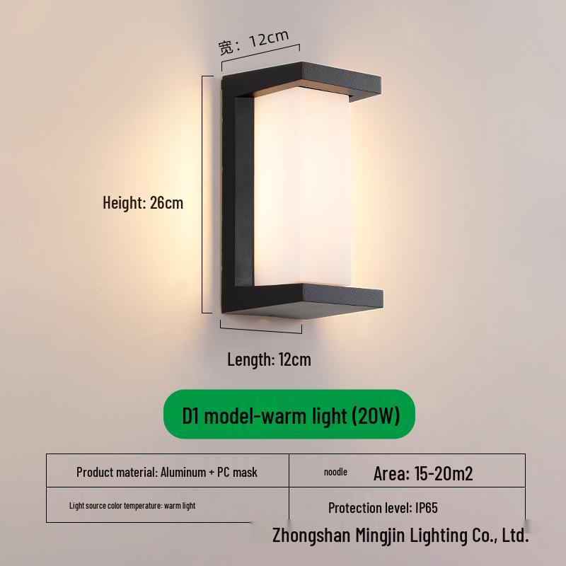 LED Waterproof Outdoor Wall Light for Balcony, Corridor, Courtyard, and Garden