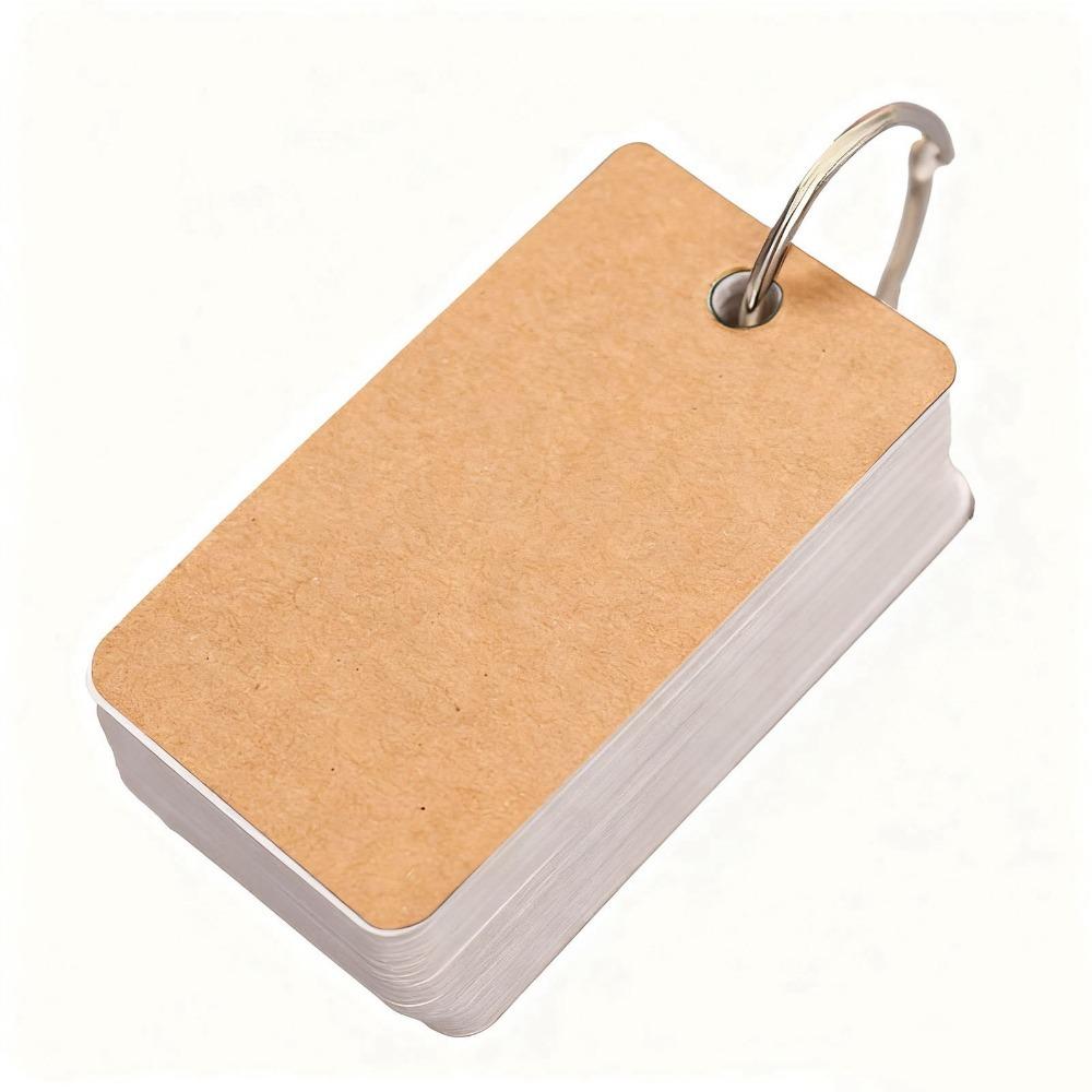 7x4x2cm Ring-bound Blank Word Flash Cards Language Learning Recitation Cards коричневый
