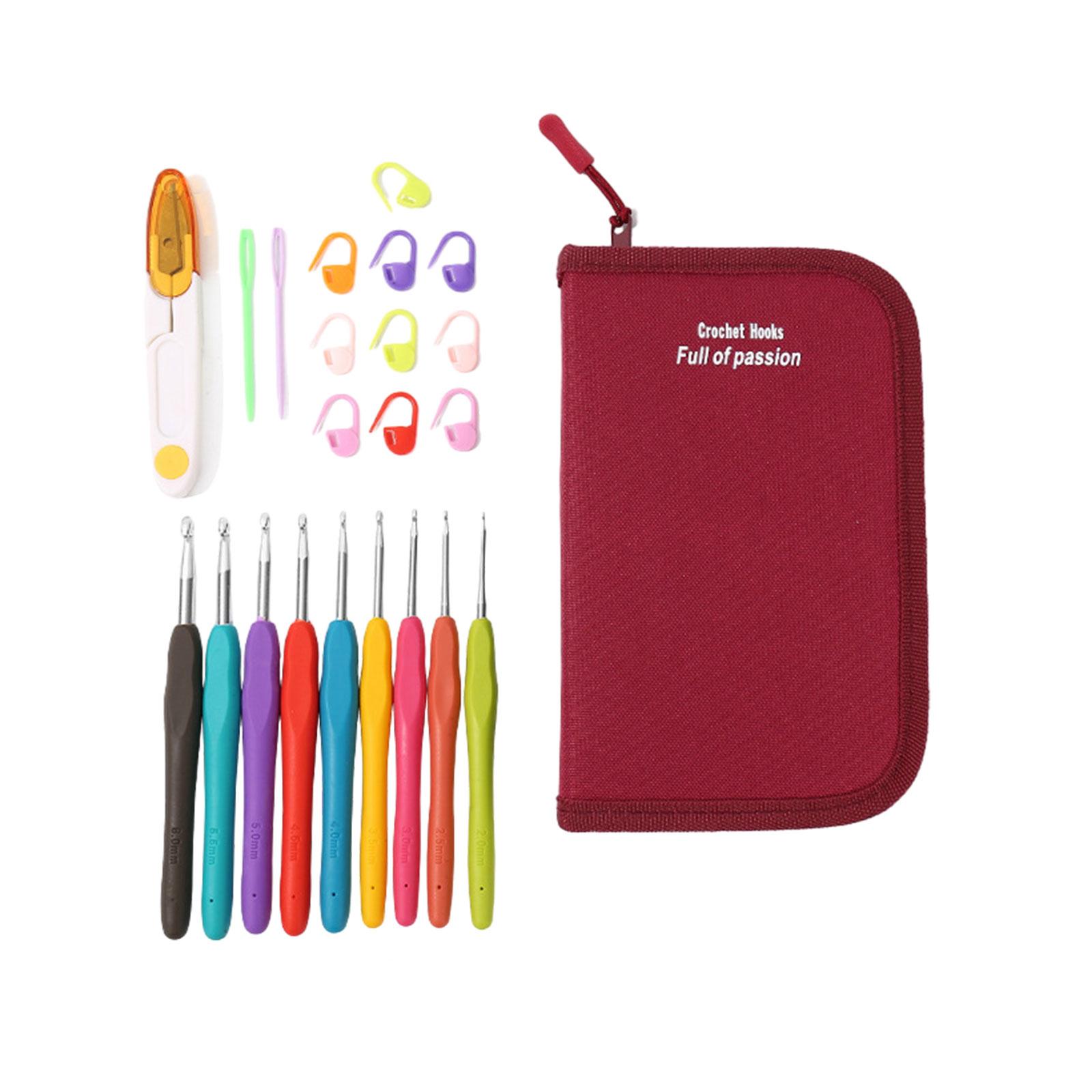 

22 Pieces Crochet Hook Kits with Storage Case DIY Hand Knitting Craft Tools for Knitting Hat Bag Socks Scarf and Sweater D