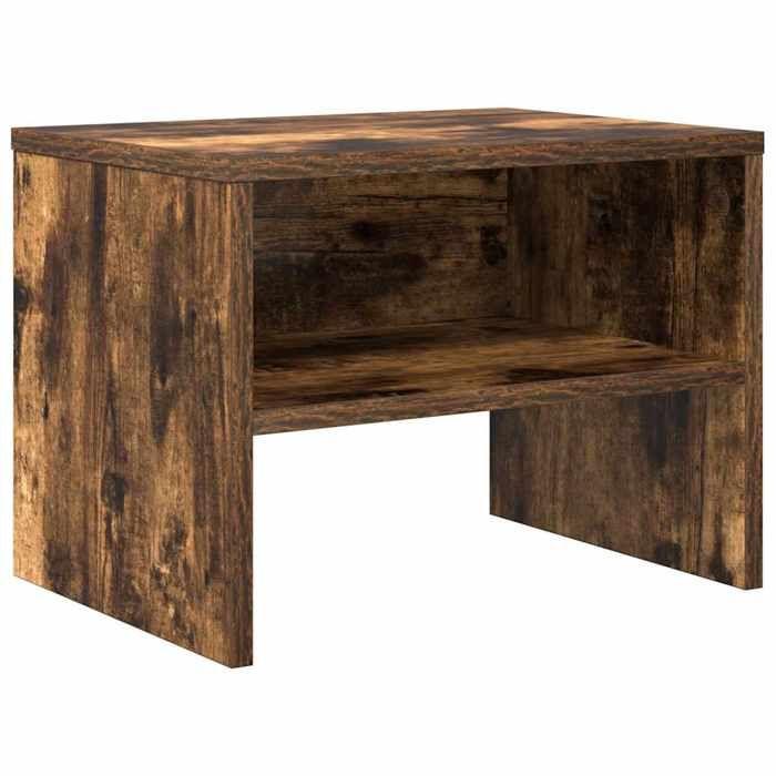 Table de chevet - Maison Exclusive - Chêne fumé - Bois d'ingénierie - 40 x 30 x 30 cm