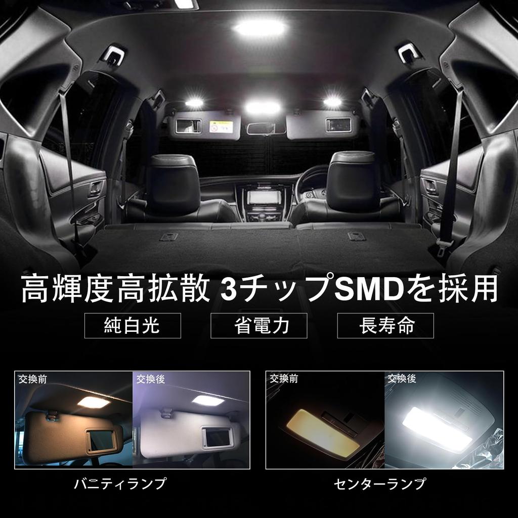 OPPLIGHT LED Room for Toyota Harrier 60 Series Hybrid Custom Super Custom LED Easy Installation Toyota Lamp, White, (Early Models, Vehicles), Design,