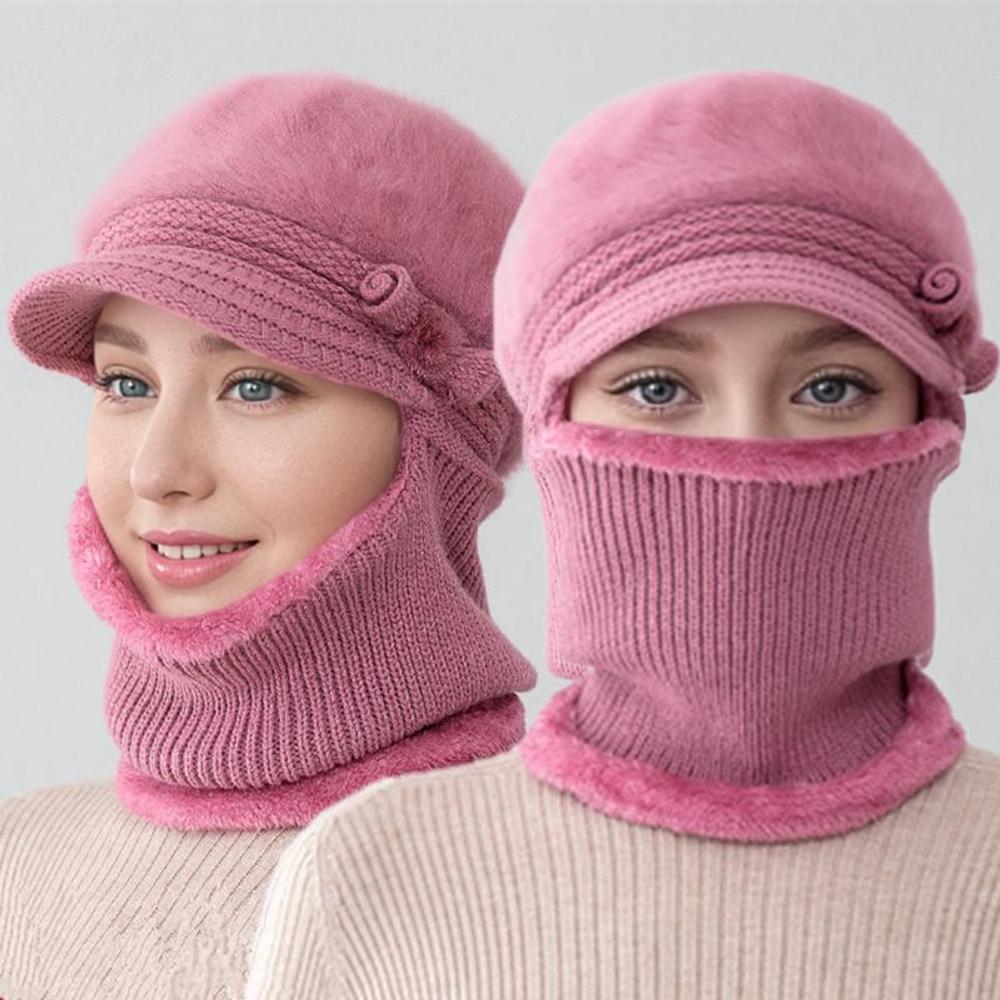 New Female Winter Hats Fur Lined Keep Warm Hats For Women Windproof Coldproof Thicken Balaclava Cap