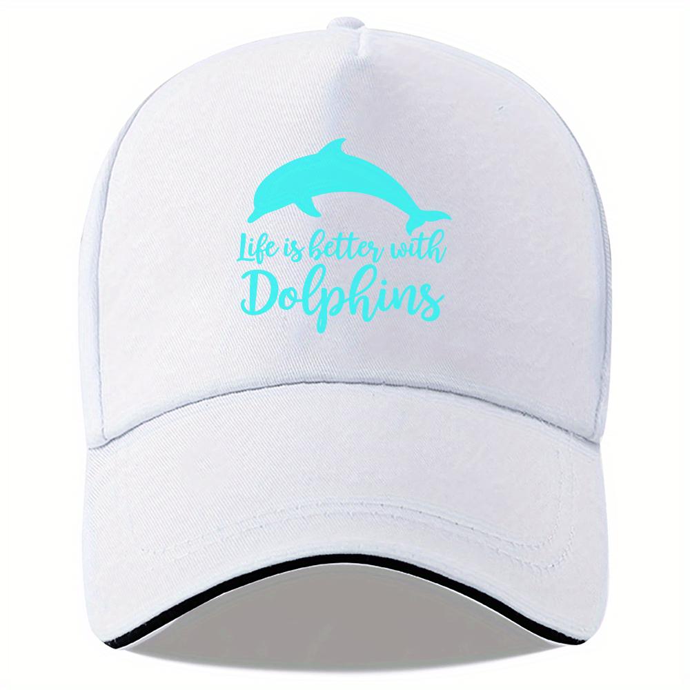 

Dolphin Life Is Better Print Baseball Cap Polyester Outdoor Sports Adjustable Snapback Hat Unisex One Size