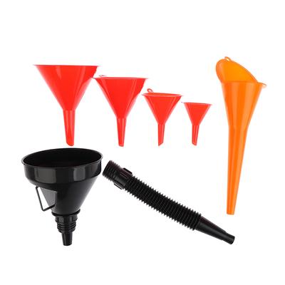6Pcs Automotive Plastic Funnel Set Wide Mouth Fuel And Oil Multi-use Flexible Right Angle Funnels For Water Coolant And Engine