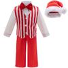 Christmas Cos Children's Red and White Striped Small Suit Dress Stage Performance Party Dress Up Costume