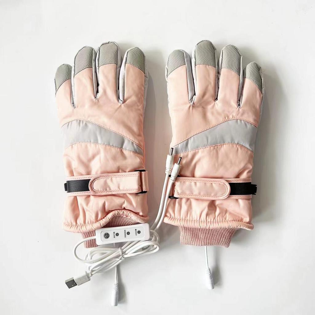 USB Heated Ski Gloves: Waterproof, Touchscreen-Compatible, Non-Slip, Thick Winter Warmth.