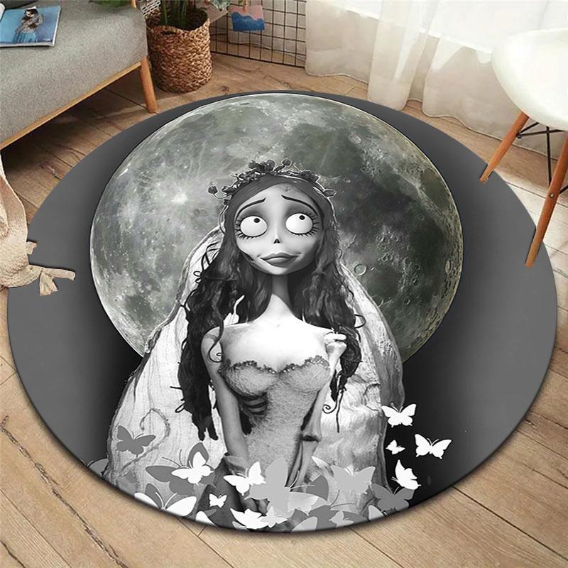 corpsebride Round Area Rug,Carpet Rug for Living Room Bedroom Sofa Playroom Decor,Non-slip Floor Mat