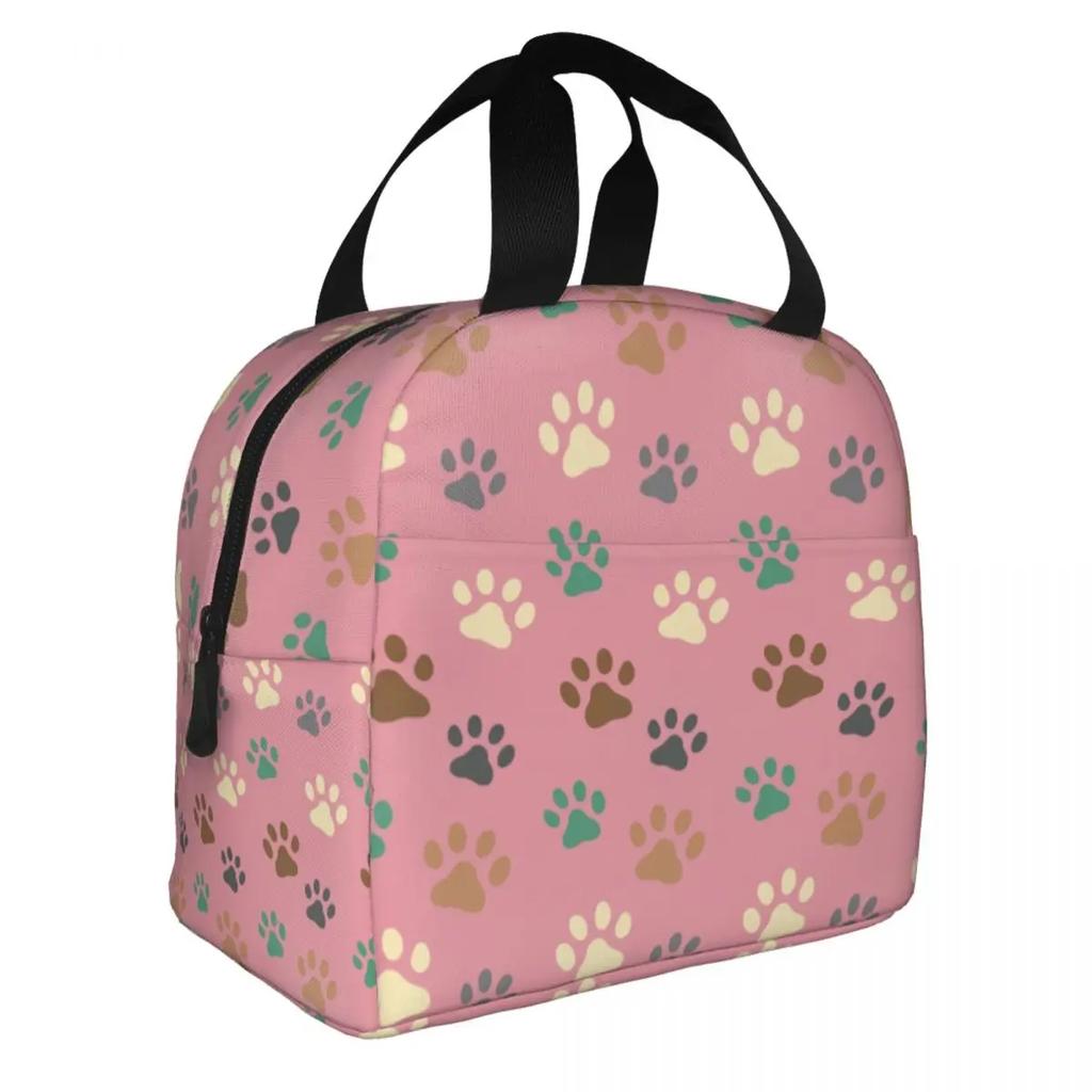 Hot Sale Dog Bones And Paw Print Lunch Box Leakproof Cooler Thermal Food Insulated Lunch Bag For Women Work Picnic Bento Box