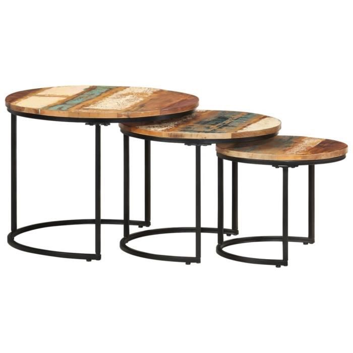 VidaXL Tables gigognes 3 pcs Bois de récupération massif