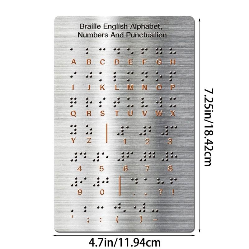 Braille Letter Board with Raised Dots for Blind Kid Adult 12x18.4cm Number & Punctuation Learning Letter Fingerboard