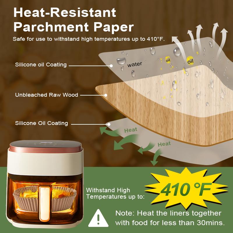 50/100Pcs Air Fryer Disposable Paper Liner Non-Stick Barbecue Plate Round Oven Pan Pad  for Air Fryer Micro-Wave