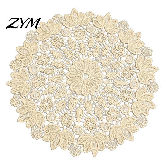 Foldable Lace Coasters for Kitchen Table Round Floral Doily, Embroidered Coaster Place Mat, Heat Insulating Non Slip Mats Furniture Protection