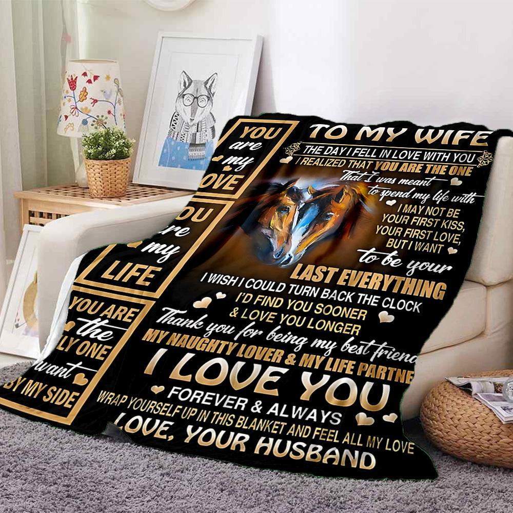 1PC Love Quotes for Wife Print Blanket, Soft Throw Blanket - Warm & Cozy for Couch, Bed, Office, and Travel yy250912199