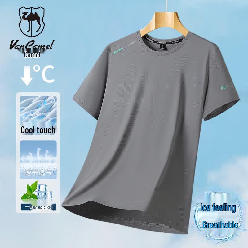 

VANCAMEL Men s Ice Silk Round Neck T-Shirt L