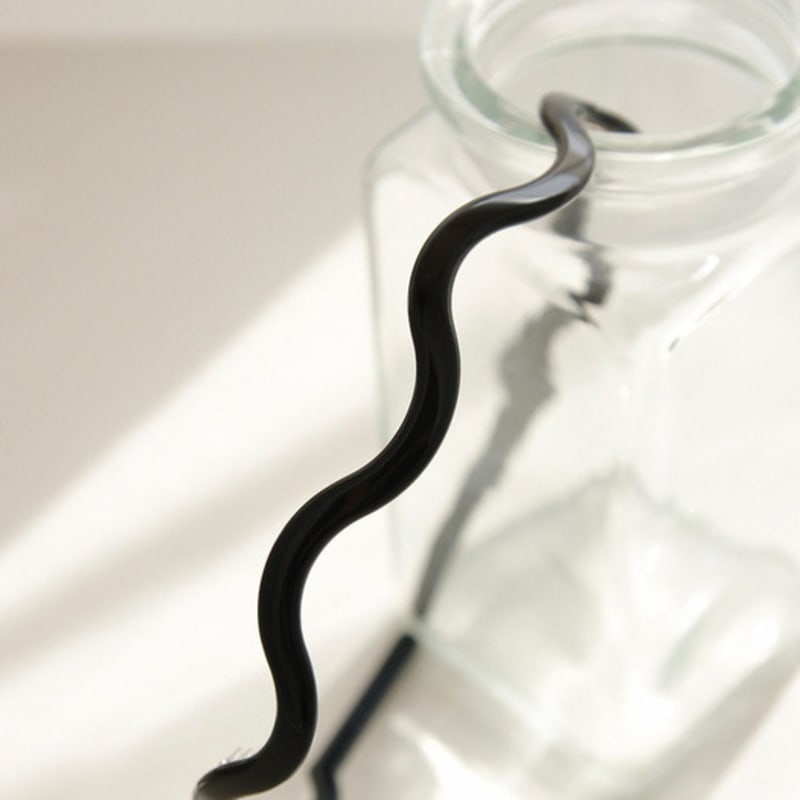 

J.Lauren Черный Волнистый Целлулоидный Ободок для Волос H01165 single type