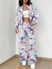 Color Tie-dye Autumn and Winter New European and American Women's Clothing Striped Printing Suit Women