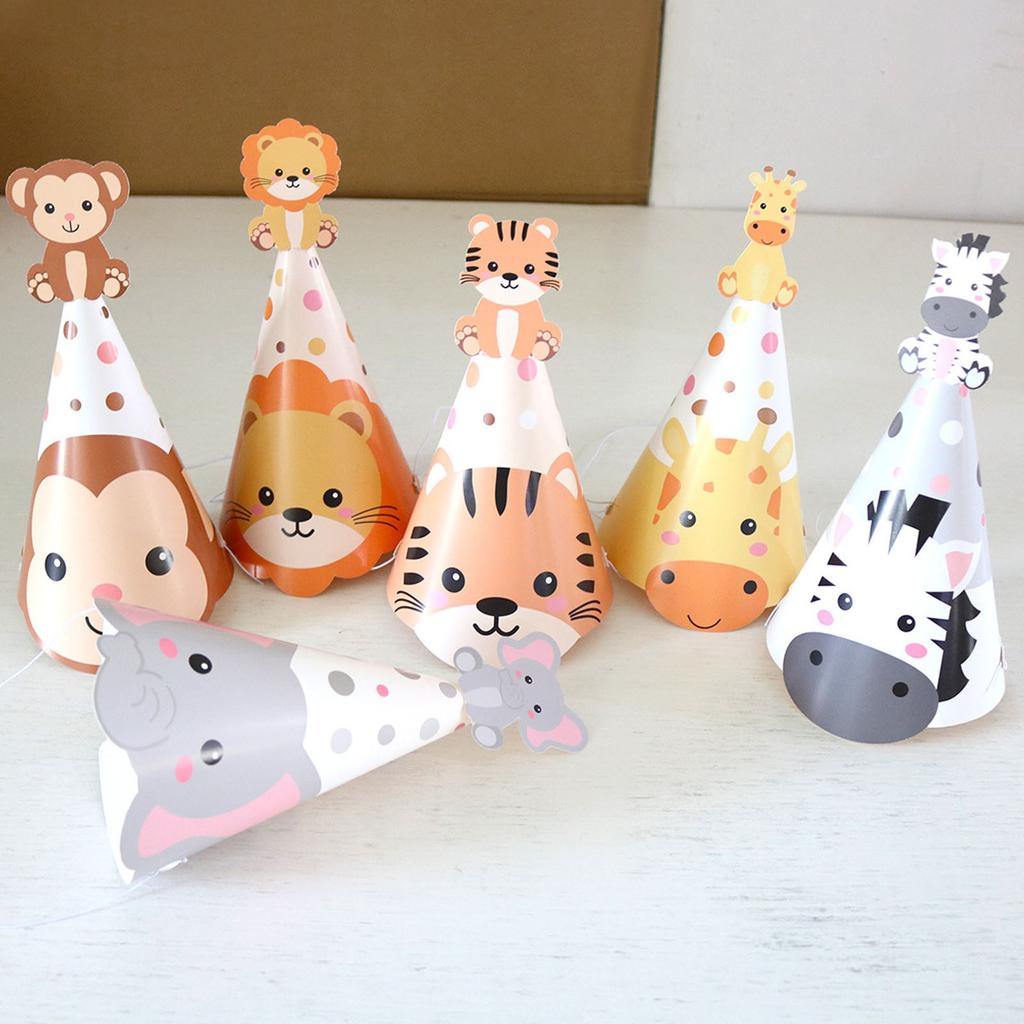 Forest Animal Jungle Theme Party Children's Birthday Hat Card Head Elephant Party Hat