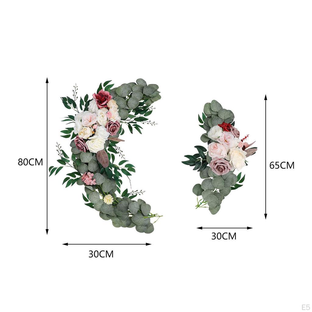 2 Pieces Artificial Floral Swag Wedding Welcome Signs Backdrop Wall Decor Decorative