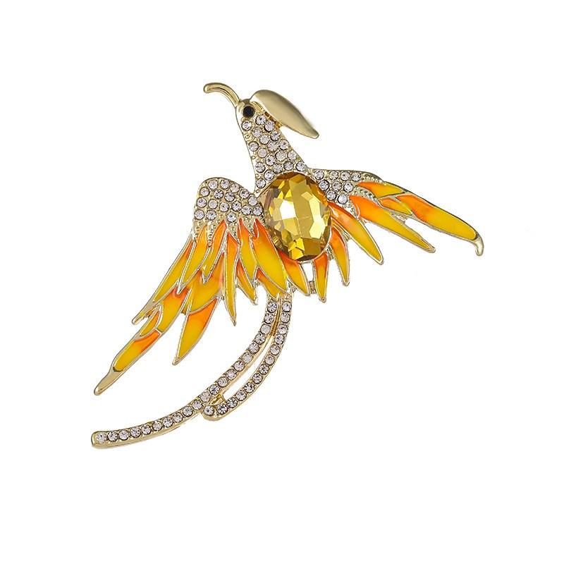 SKEDS Classic Crystal Pearl Phoenix Alloy Broocch Pin For Women Men Fashion Exquisite Rhinestone Badges Creative Animal Corsage