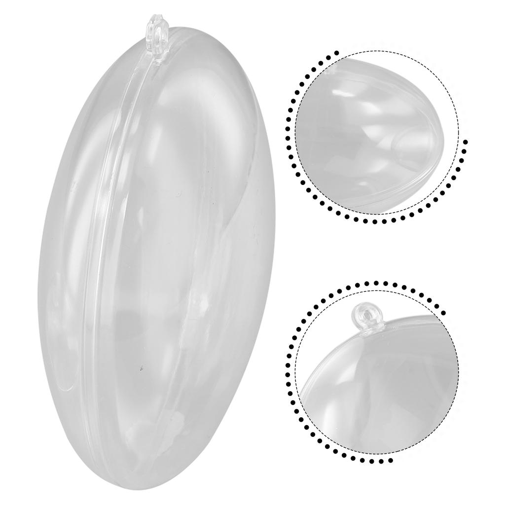 10 Clear Plastic Flat Ball Containers for Home Wedding and Holiday Decoration Hanging Hole On Top for Easy Display