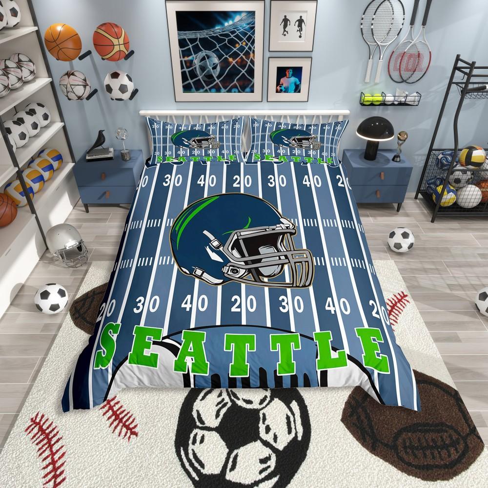 Homewish Boys Basketball Lover Duvet Cover Set,Modern Sport Player Bedding Set,Modern Ball Game Reversible Bed Set