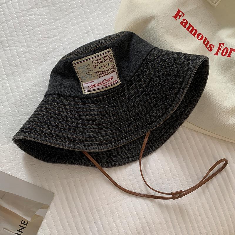 Retro Washed Denim Fishing Cap Women'S Large Brim Sunshade Hat Face Slimming Uv Protection Baseball Cap Stylish Korean Version