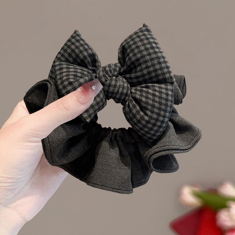 

Универсальная клетчатая резинка-скранчи с бантом - Элегантный женский аксессуар для хвостика