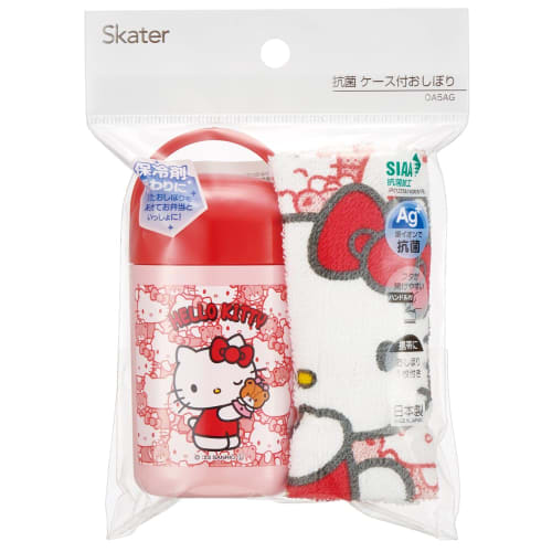 Skater Antibacterial Wet Towel Set with Case Wet Towel Sanrio Hello Kitty Ushiroshi Made In Japan 32 X 30.5 Cm OA5AG-A