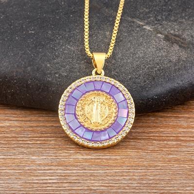 Nidin New Arrival Classic Religious Virgin Mary Shell Pendant Amulet Necklace Gold Plated Christian Jewelry Prayer Choker Gifts