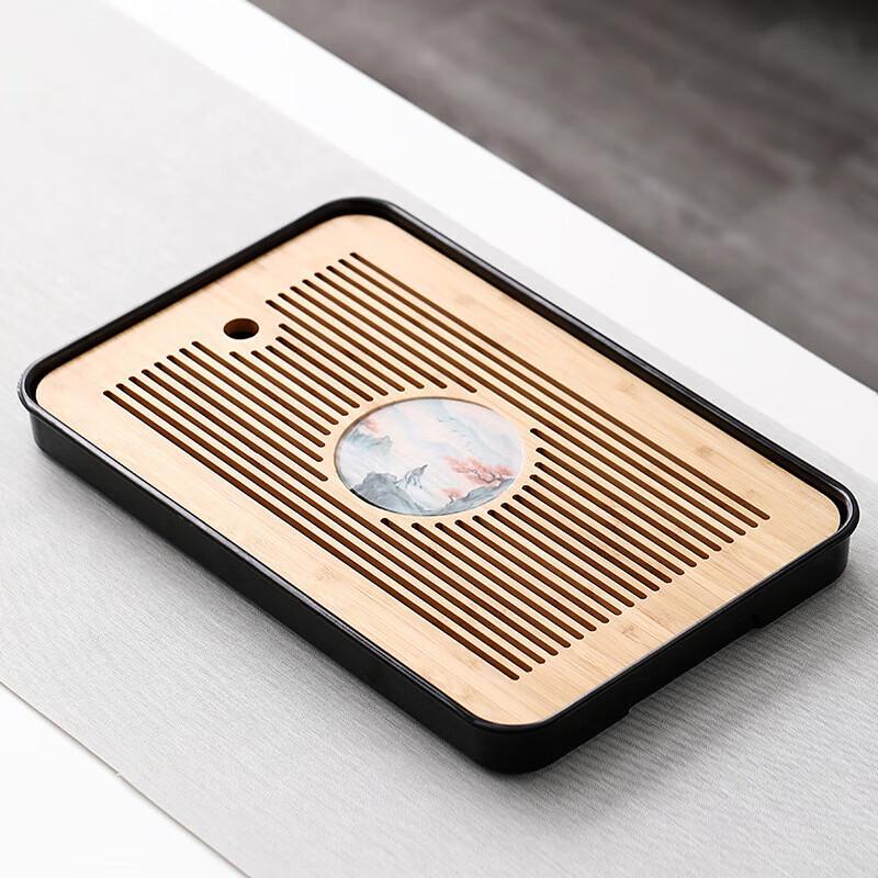 Japanese Style Bamboo Dry Tea Tray with Water Storage