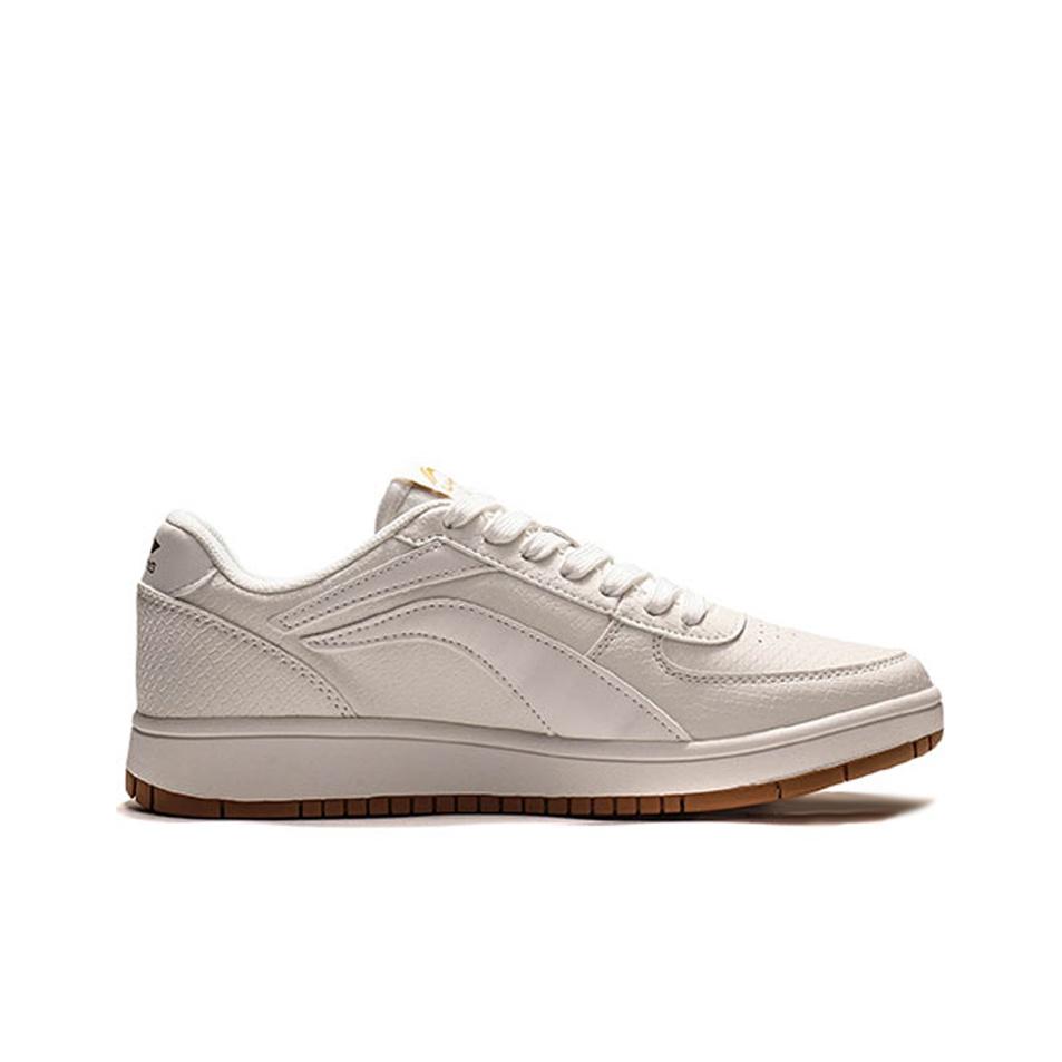 Li Ning Synthetic Leather Low-Top Skate Shoes Men Sneakers White AGCP347-1