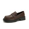 Sheepskin~~ Soft-soled loafers for women's British style 2025 spring and autumn models thick-heeled single shoes thick-soled one-pedal jk small leath