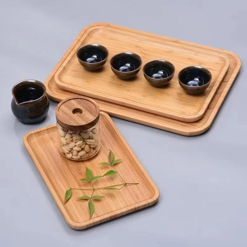Wooden Tea Tray Desktop Rectangular Wooden Tray Creative Restaurant Cake Dessert Plate Multifunctional Bamboo Tea Tray Tableware