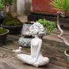 1 White Sitting Yoga Girl, Creative Outdoor Garden Decoration Ornament, Bonsai/tabletop Decoration
