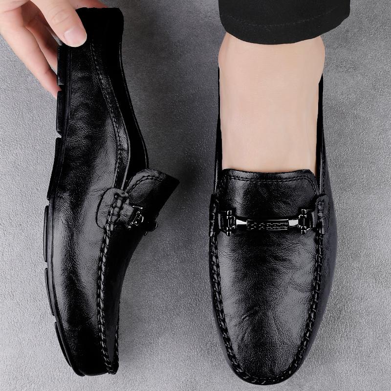 Fashion 2025 Summer New Men's Half Dragged Loafers Leather Comfortable Anti Slip Lazy Fashionable Outdoor Men's Breathable Driving Shoes