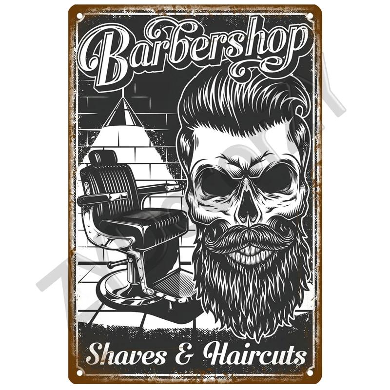 Vintage BARBER SHOP Metal Sign Poster Cafe Bar Pub Tin Sign Plaque Retro Haircut and Shave Beard Iron Plates Printing Home Decor