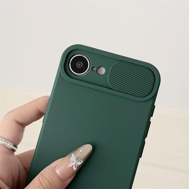 Slide Camera Lens Protection Shockproof Phone Case For iPhone 16E 15 14 Plus 13 12 Mini 11 16 Pro Max Soft Silicone Bumper Cover